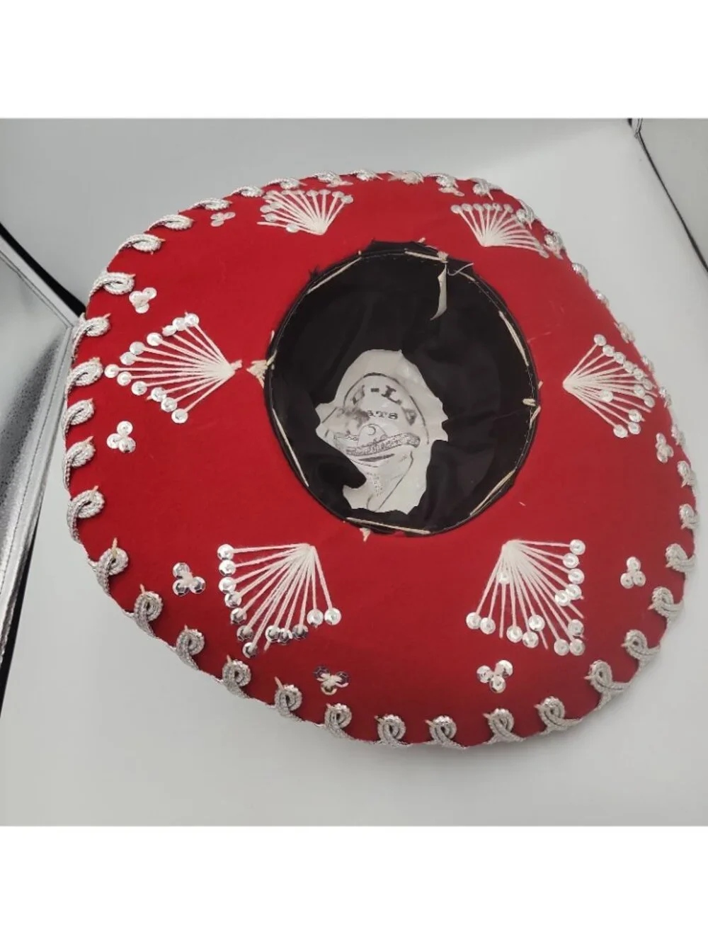 Vintage Child Size Red Sombrero Silver Horseshoes Pigalle  Mariachi Charro Hat